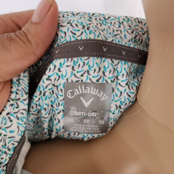 Callaway Polo Shirt Men XL Opti Dri Golf Performance All Over Print Light Blue - Picture 7 of 9